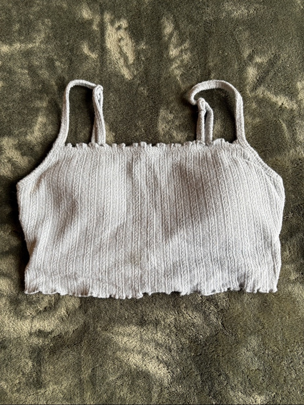 Gilly Hicks Ribbed Crop Tank - Light Gray